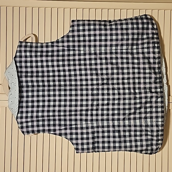 CJ Banks 1X Teal/Aqua Plaid and Polka Dot Reversible Quilted Zipper Vest - Picture 2 of 8